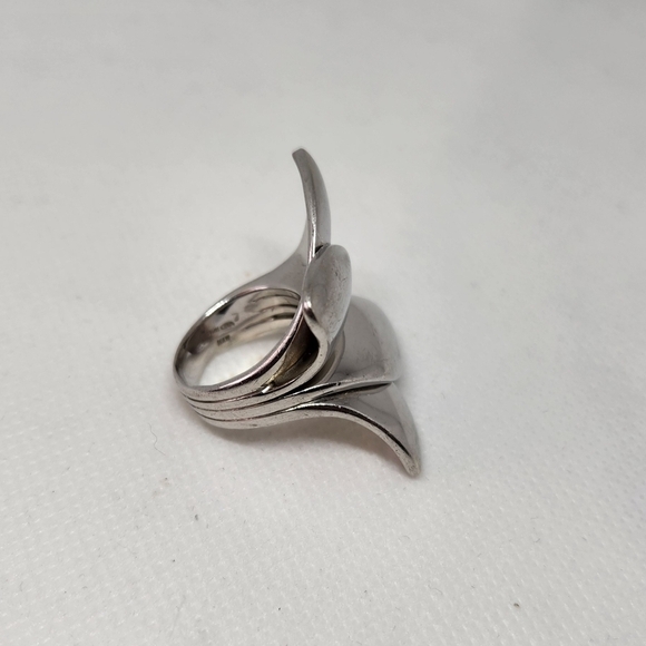 VINTAGE ITALY STERLING SILVER 925 HAN SIGNED MODERNIST RING SIZE 6 - Picture 5 of 7